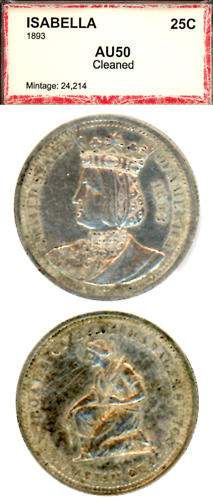 Isabella Quarter 1893 Columbian Expo. Isabella Quarter