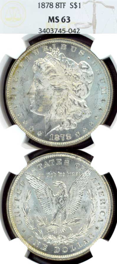 1878 $ 8 Tail Feathers 1878 $ 8 Tail Feathers US Morgan silver dollar