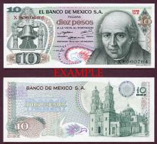 1971 10 Pesos collectable paper money Mexico