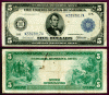1914 $5.00 FR-884 Dallas US large size federal reserve note