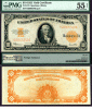 1922 $10 FR-1173 US large size gold certificates PMG AU 55