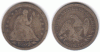 1854 25c Arrows US seated liberty silver quarter