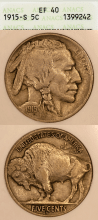 US Buffalo Nickel 1915-S 5c ANACS EF 40