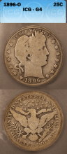 US Barber Quarter 1896-O 25c ICG Good 4