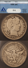 US Barber Quarter 1898 25c ANACS Good 6