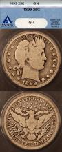 US Barber Quarter 1904 25c ANACS Good 4
