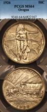 Classic US Commemoratve Siver Half Dollar 1926 Oregon Trail PCGS MS 64