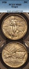 Classic US Commemoratve Siver Half Dollar 1936 Oregon Trail PCGS MS 65