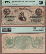 T-57 $50 1863 PMG EF 30