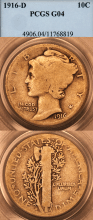 1916-D 10c PCGS Good 4