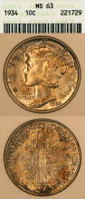 1934 10c ANACS MS 63