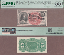FR-1267 15 Cents Fourth Issue PMG AU 55 EPQ