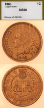 US Indian Cent 1863 1c PCI MS 60