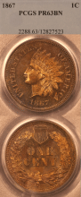 US Indian Cent 1867 "Proof" PCGS PR-63