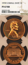 1970-S 1c Small Date Proof NGC PF 67 RB