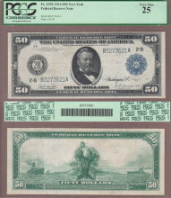 US Large Size Federal Reserve Note 1914 $50.00 FR-1030 New York PCGS VF 25