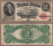 US Large Size Legal Tender Note 1917 $2.00 FR-60 US Large Size Legal Tender note.