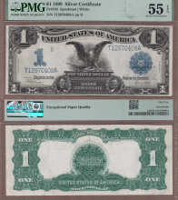 US Large Size Silver Certificate 1899 $1.00 FR-236 PMG AU 55 EPQ