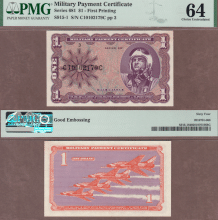 US Military Payment Certificate Series 681 1 Dollar PMG Choice Uncirculated 64