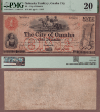 Nebraska Territory - 1857 $1.00 Obsolete bank note PMG VF 20