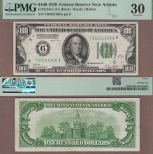 1928 $100 FR-2150-F PMG VF 30