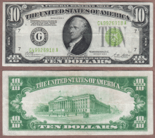 US Small Size Federal Reserve Note 1928-B $10 FR-2002-D
