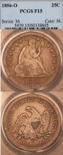 US Seated Liberty Quarter 1856-O 25c PCGS Fine 15