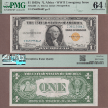 WW2 North Africa Emergency Issue 1935-A $1 Fr-2306 North Africa PMG 64 EPQCU
