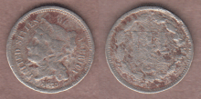 US Three Cent Nickel 1873 3c Open 3 Filler