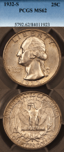 1932-S 25c PCGS MS 62