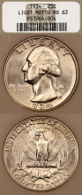 US Washington Quarter 1934 25c "Light Motto" NGC MS 63