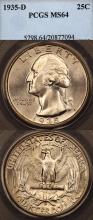 US Washington Quarter 1935-D PCGS MS-64